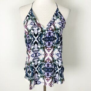 Rory Beca Purple Abstract Silk Cami Tank Top Boho Size Small Women's